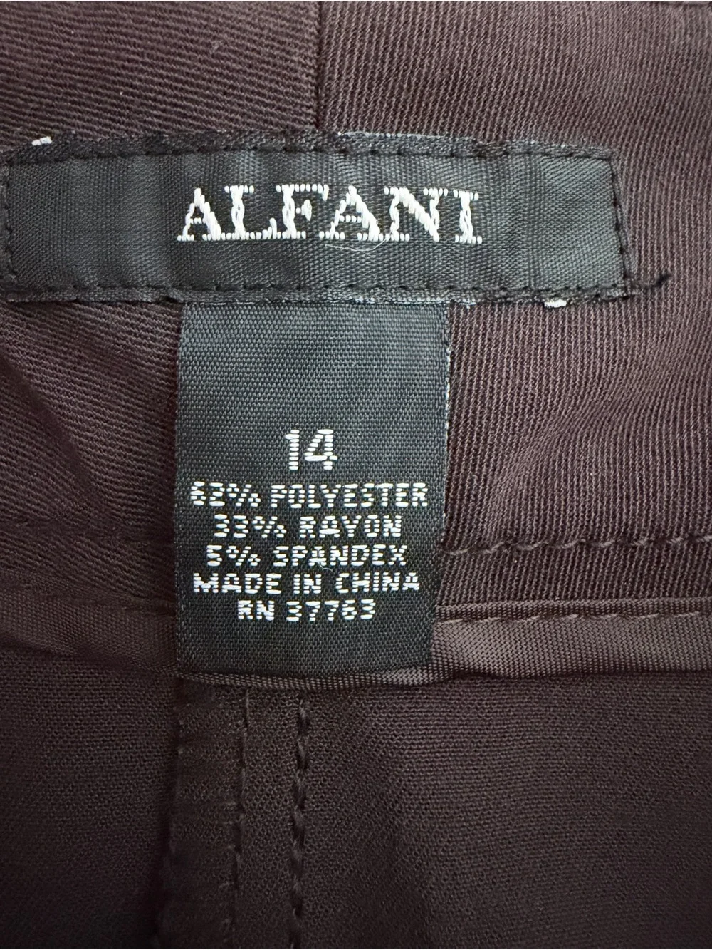 Alfani Size 14 Brown Dress Pants Career Straight Leg Stretch